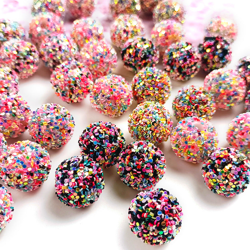 Wholesale 16MM Round Ball Straight Hole Beads Sequin Hanging Beads Jewelry Accessories